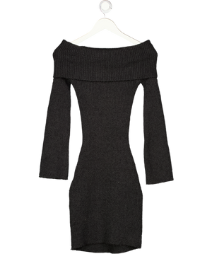 PRETTY LAVISH Black Knitted Off The Shoulder Dress UK XS
