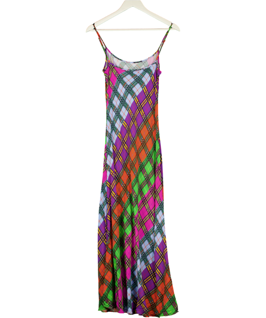 Rixo Multicoloured Holly Rainbow Check-print Dress UK S