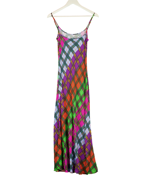 Rixo Multicoloured Holly Rainbow Check-print Dress UK S