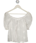 & Other Stories White Smocked Puff Sleeve Embroidered Blouse UK 6