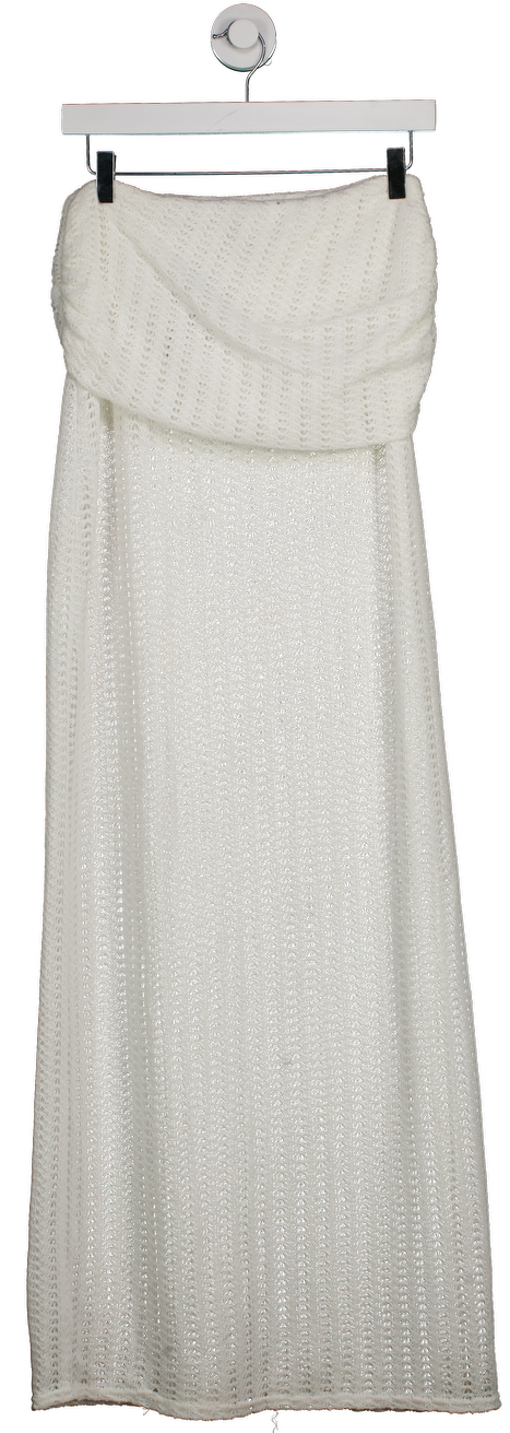 Noughts & Kisses White Knit Maxi Skirt UK S