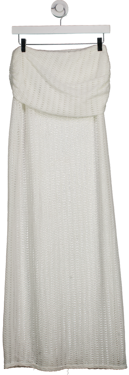 Noughts & Kisses White Knit Maxi Skirt UK S