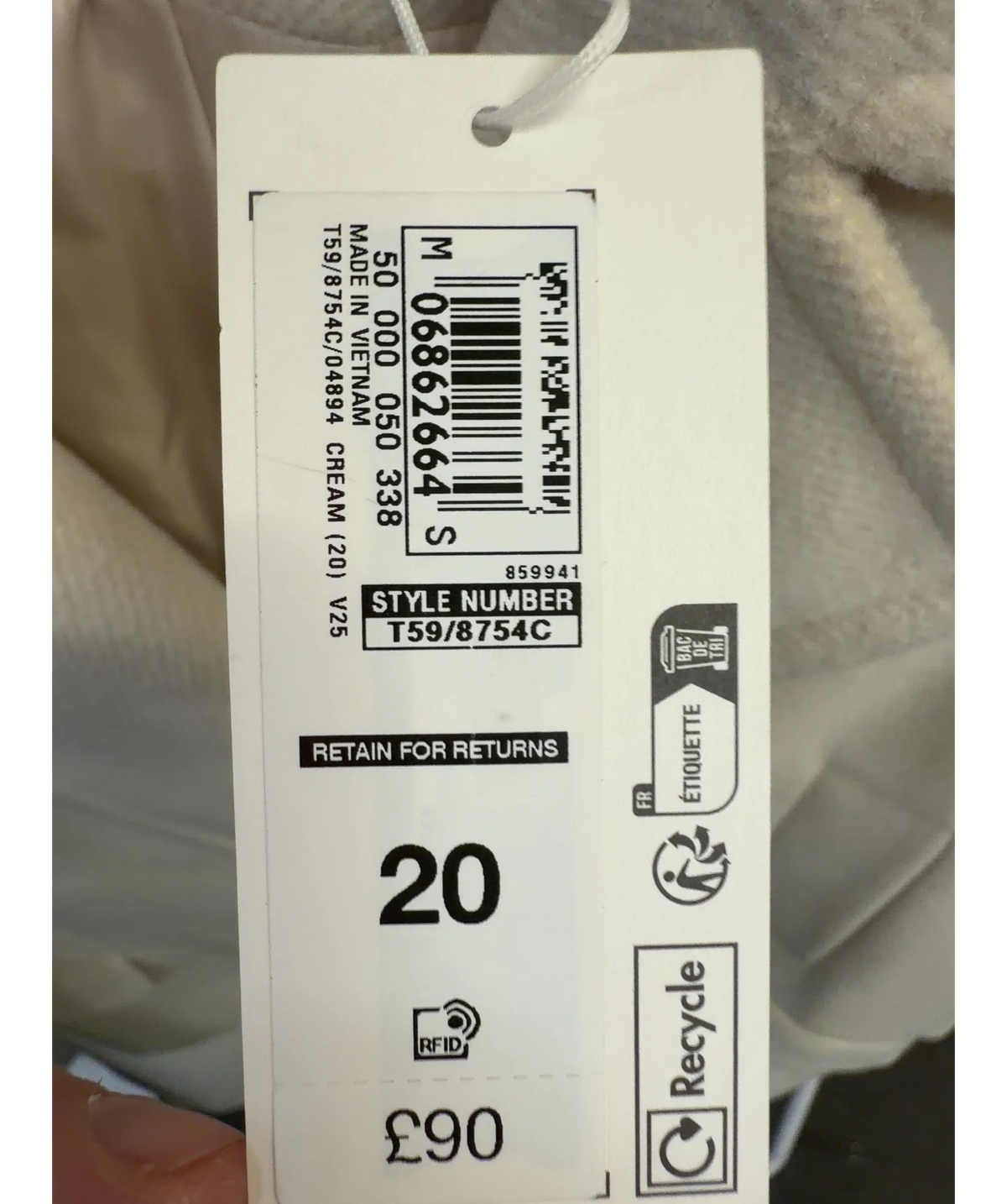 M&S Cream Colour, size UK 20 — care label