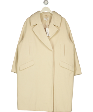 M&S Cream Twill Double Breasted Longline Tailored Coat UK 20