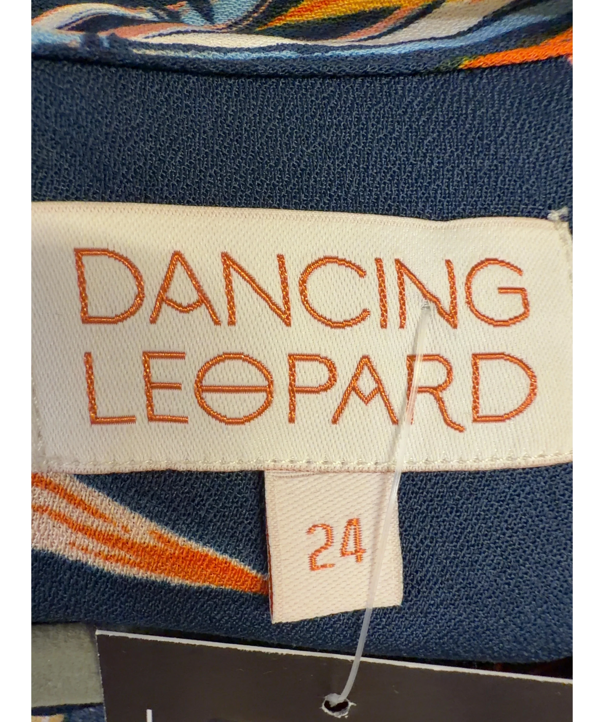 Dancing Leopard Blue Dove Dress, size UK 24 — detail