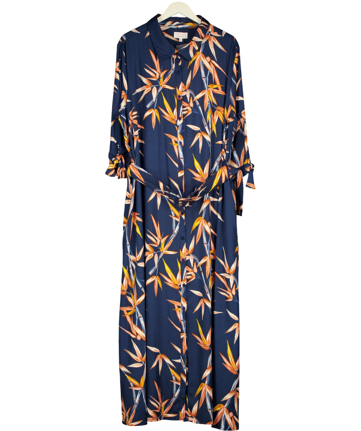 Dancing Leopard Blue Dove Dress, size UK 24 — front