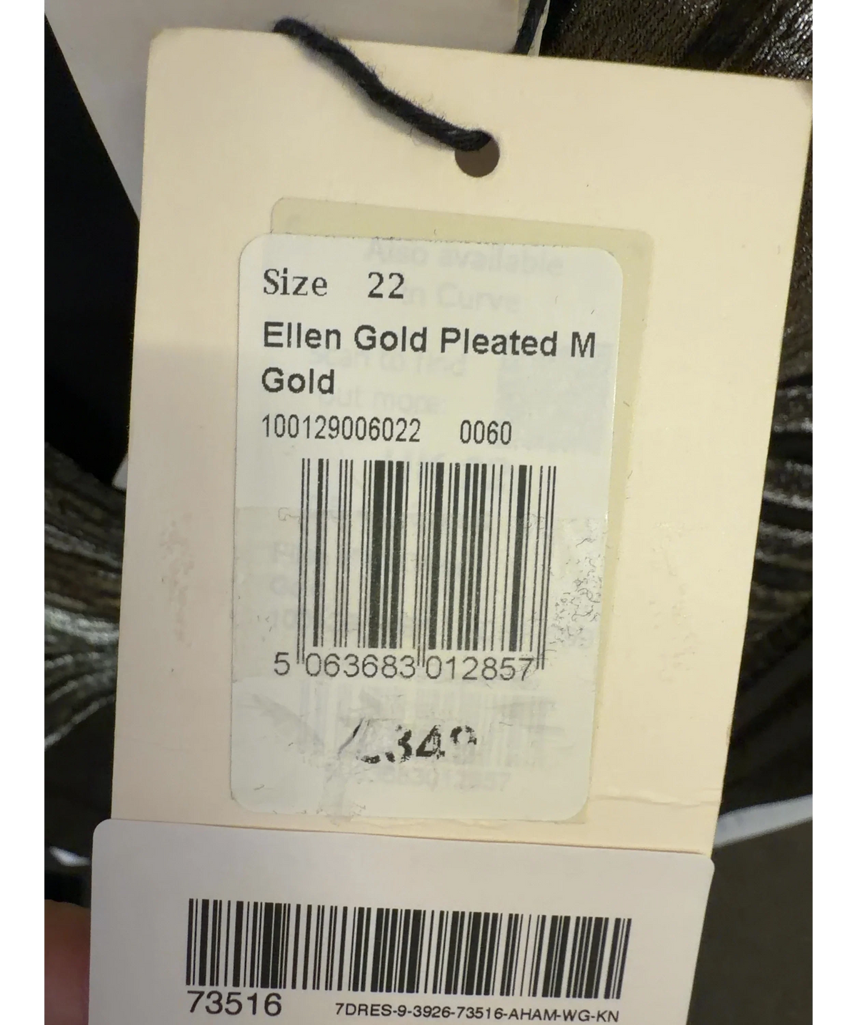 Phase Eight gold Ellen Gold Pleated M, size UK 22 — label