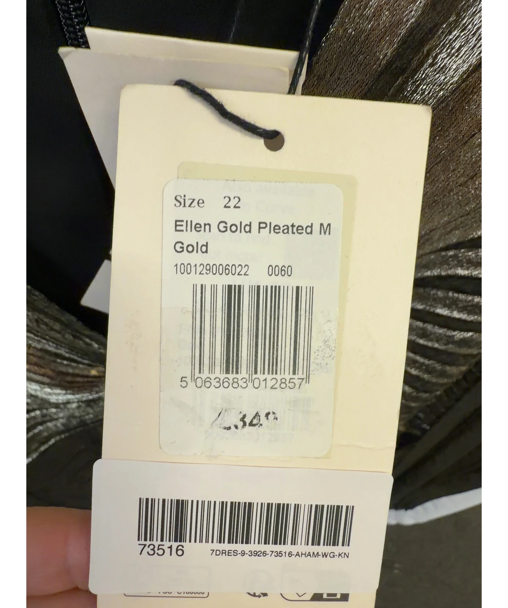 Phase Eight gold Ellen Gold Pleated M, size UK 22 — care label