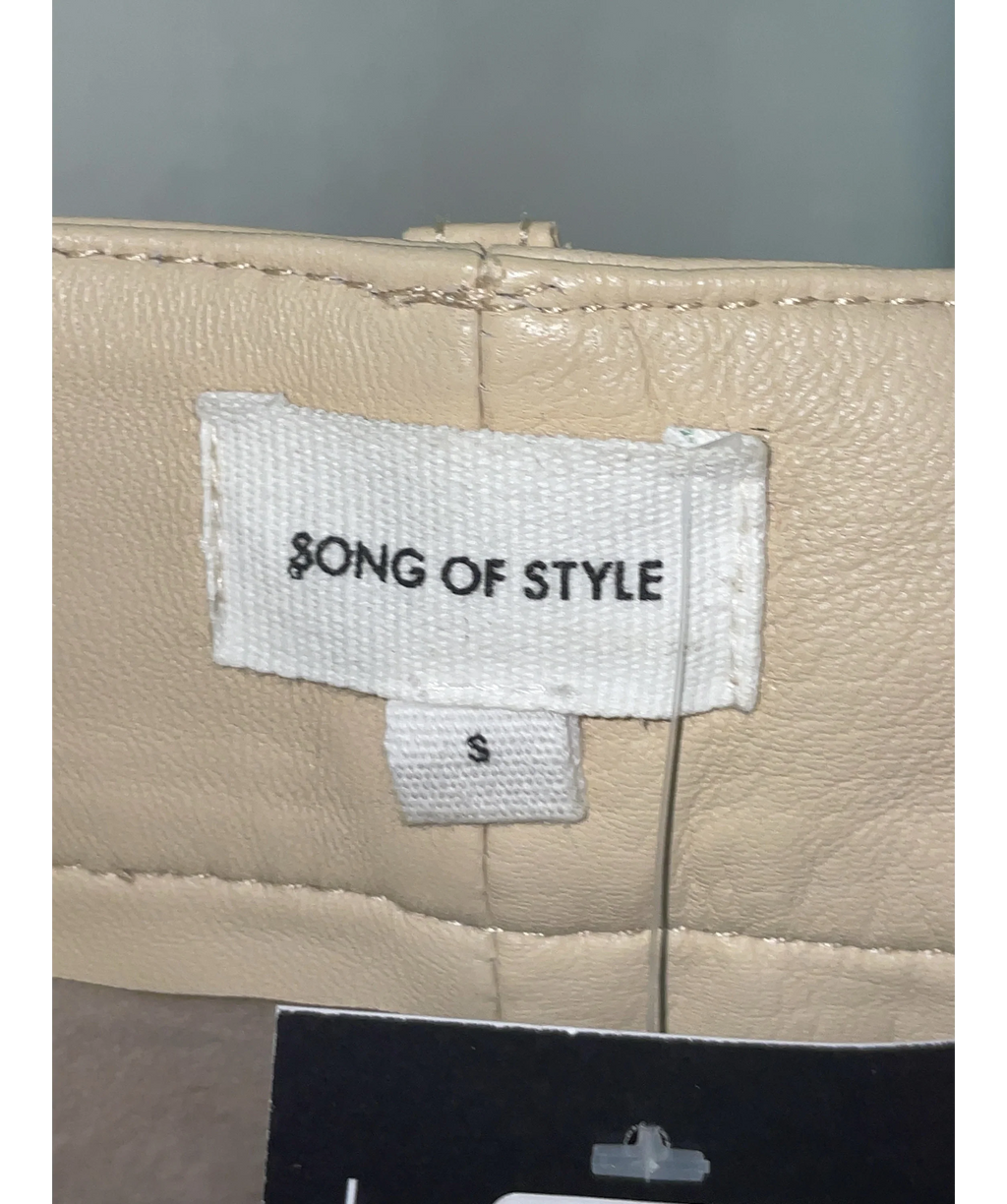 Song of Style Beige Seana Leather Pant, size UK S — care label