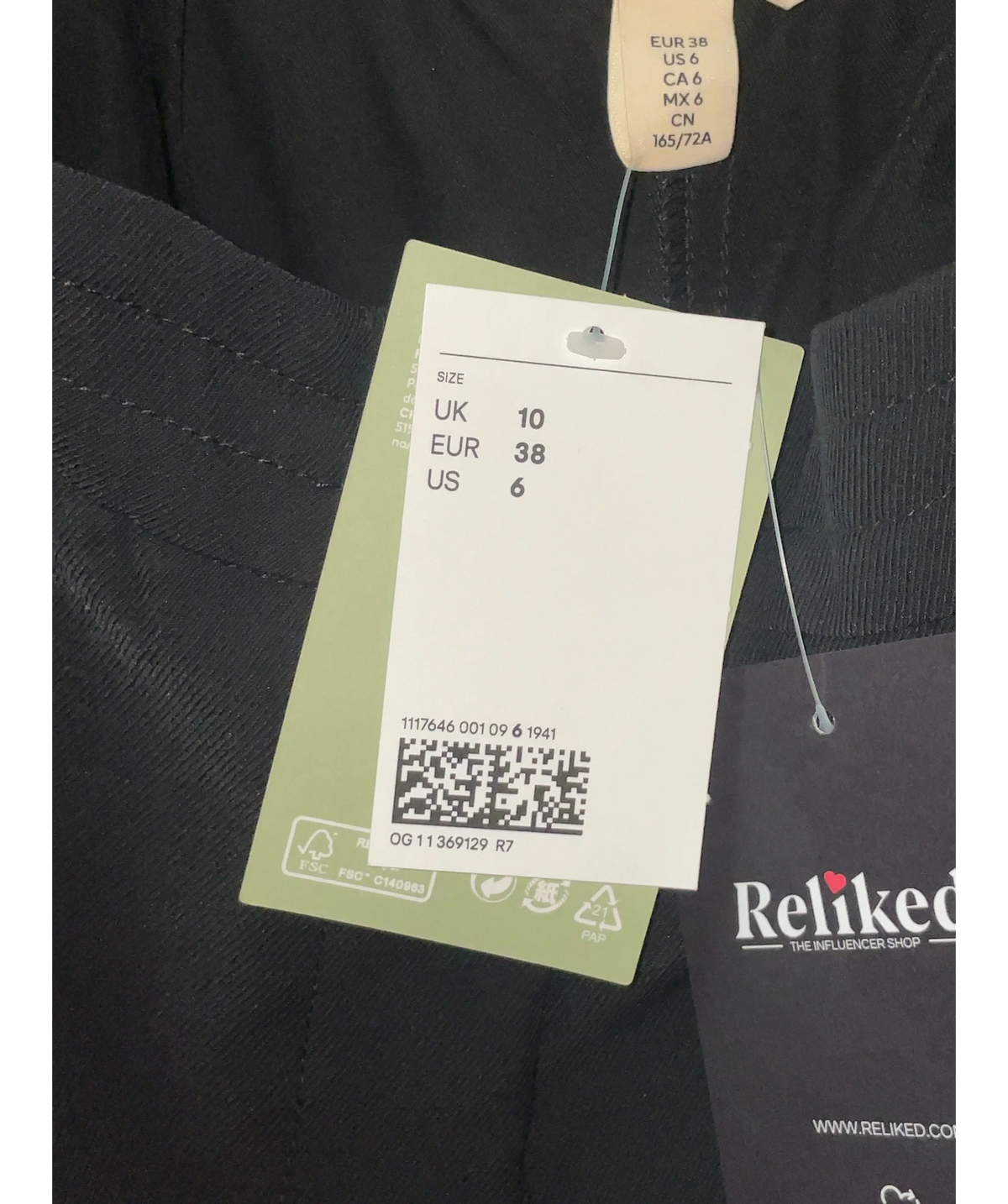 H&M Black Colour, size UK 10 — care label