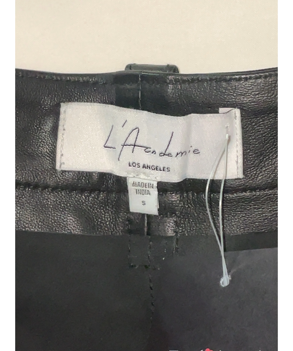 L'academie Black Savon Leather Shorts, size UK S — detail