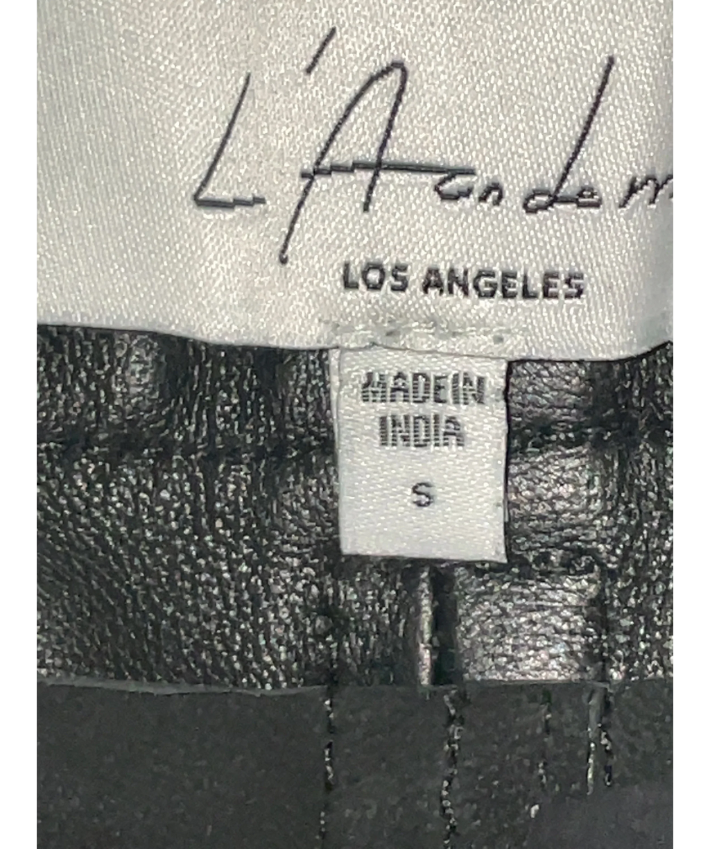 L'academie Black Savon Leather Shorts, size UK S — care label