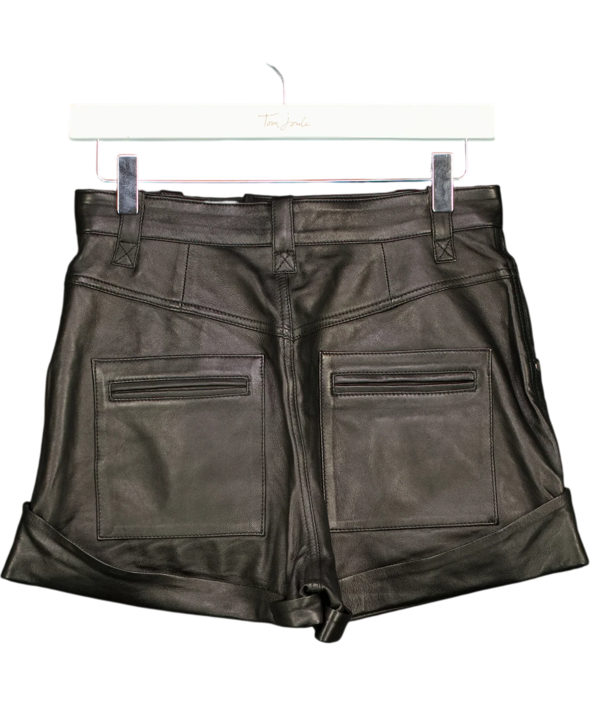 L'academie Black Savon Leather Shorts, size UK S — back