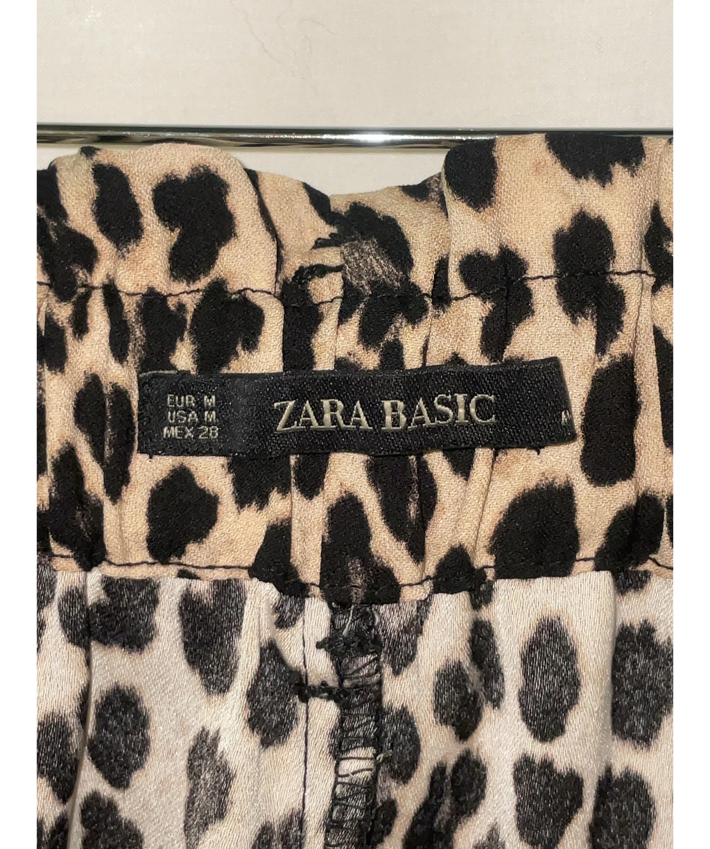 ZARA Brown Paperbag Waist Leopard Print Shorts, size UK M — detail