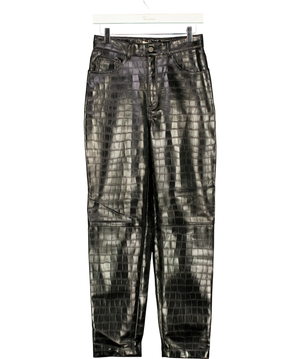 H&M Black Crocodile Glossy Trousers UK 8