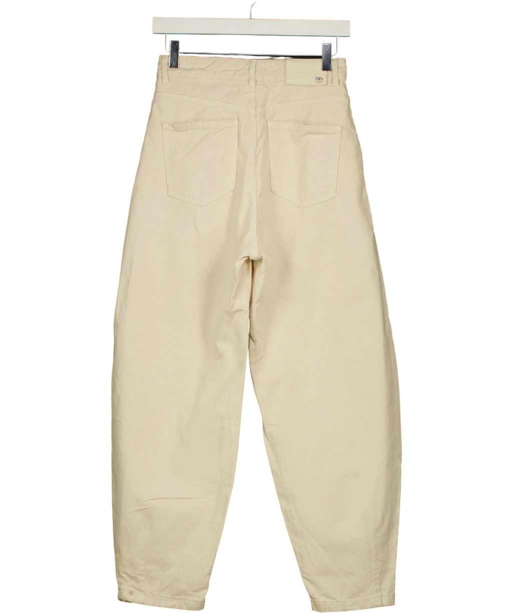 ZARA cream Z1975 Mid-Waist Barrel Jeans, size UK 6 — back