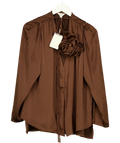 Jovonna London Brown corsage blouse, size UK S — front