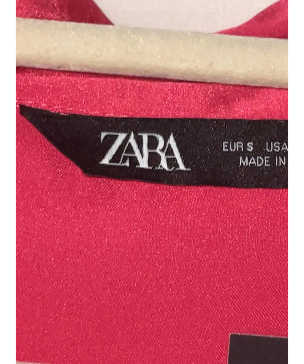 ZARA Pink pink satin-finish relaxed shirt, size UK S — detail