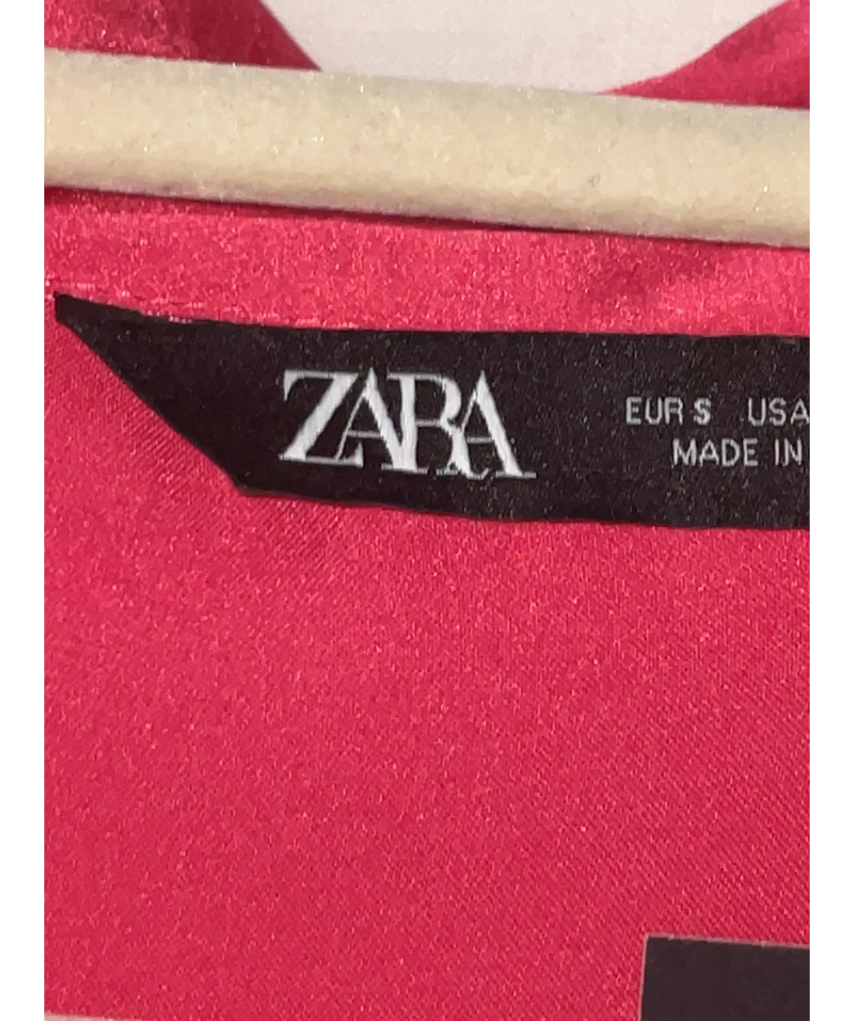 ZARA Pink pink satin-finish relaxed shirt, size UK S — detail