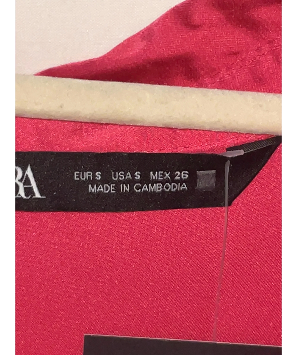 ZARA Pink pink satin-finish relaxed shirt, size UK S — care label