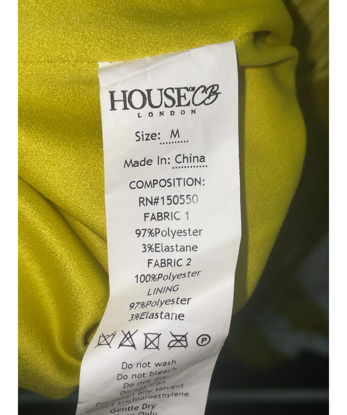 House of CB Green Colour, size UK M — label