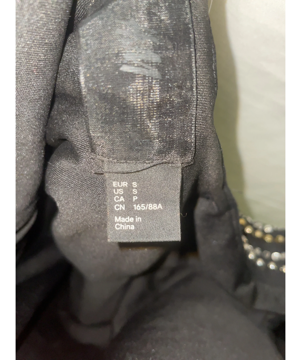 H&M Black Colour, size UK S — care label