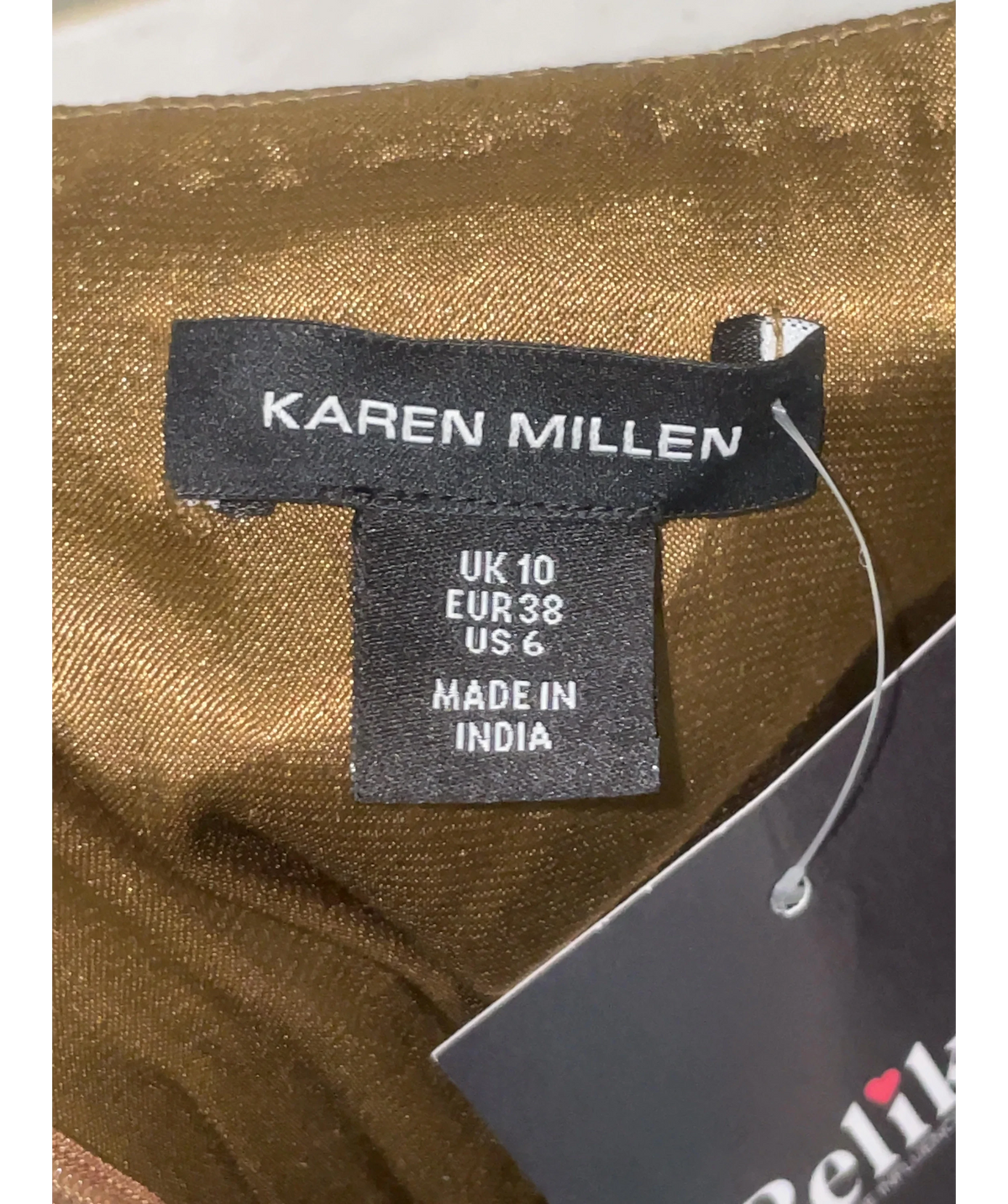 KAREN MILLEN gold beaded fringe camisole/slip dress, size UK 10 — detail
