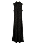 H&M Black Black Textured Silk-Blend Maxi Dress, size UK 12 — front