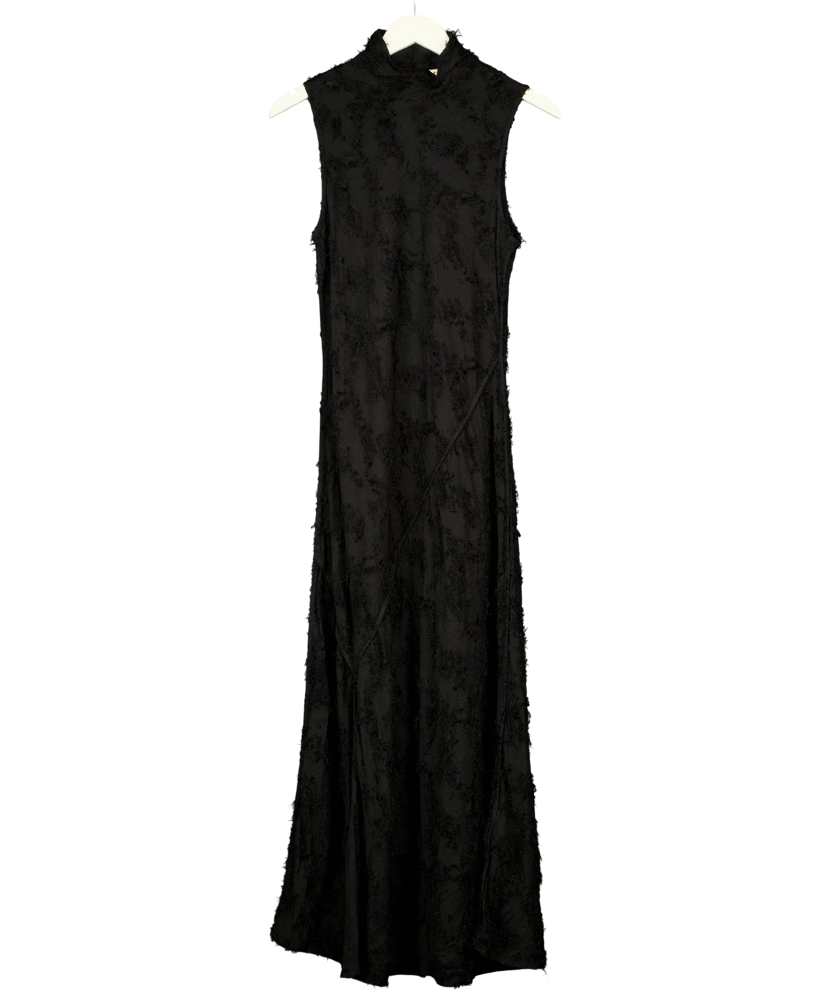 H&M Black Black Textured Silk-Blend Maxi Dress, size UK 12 — front