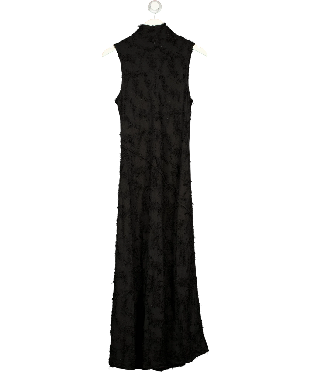 H&M Black Black Textured Silk-Blend Maxi Dress, size UK 12 — back