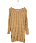 nu-in camel Balloon Sleeve Cable Knit Mini Dress, size UK S — front