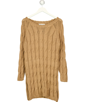 Nu-In Balloon Sleeve Cable Knit Mini Dress Brown UK S