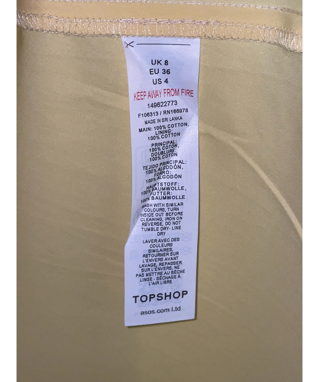 TOPSHOP Yellow Colour, size UK 8 — label