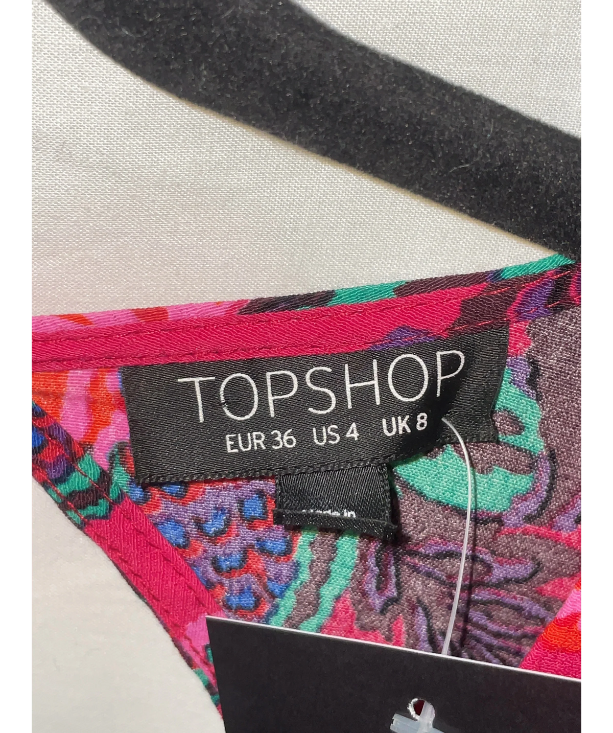 TOPSHOP Pink Culture Print, size UK 8 — care label