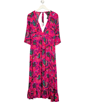 Topshop Culture Print Pink Midi Dress UK 8