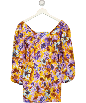 Zara Yellow Floral Puff Dress UK S