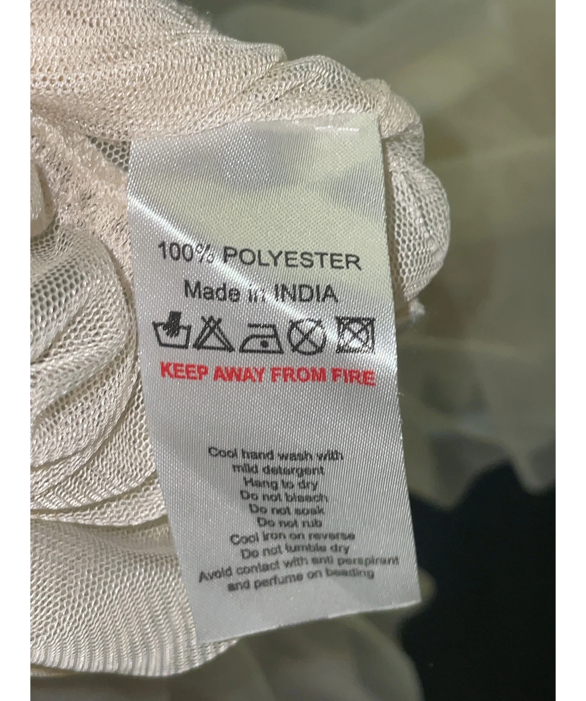 Lace & Beads Cream Colour, size UK S — label