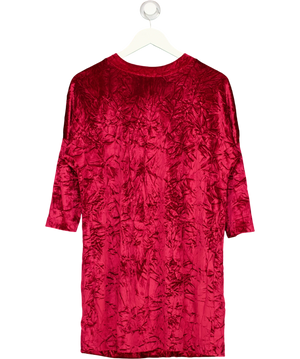 ZARA Red Crushed Velvet Dress UK S