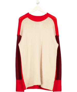 HM Beige Red Colour-Blocked Sweater UK M