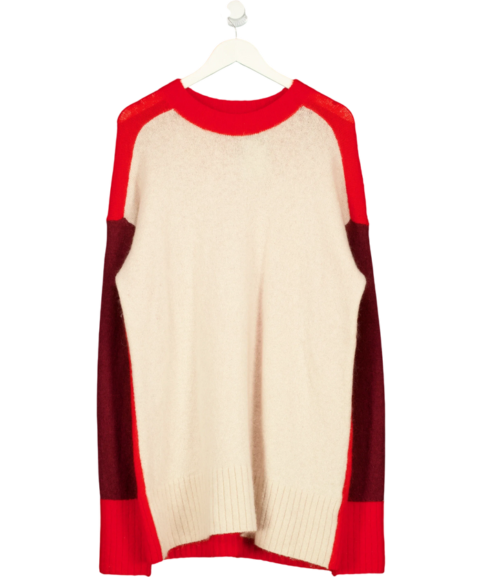 HM Beige Red Colour-Blocked Sweater UK M