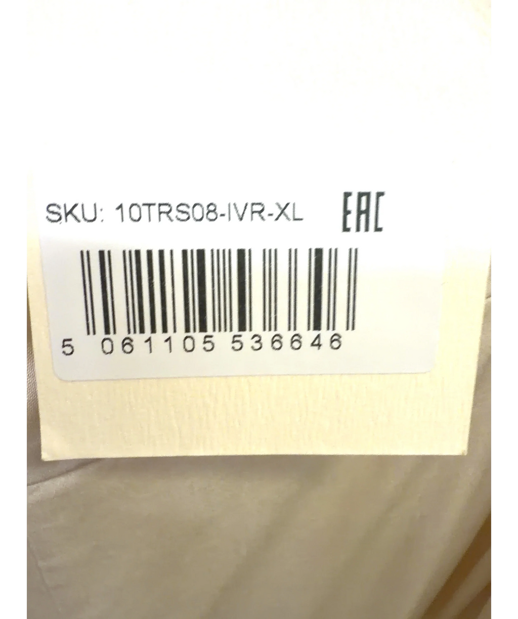 JAKI LONDON ivory Gigi Satin Trousres, size UK XL — care label