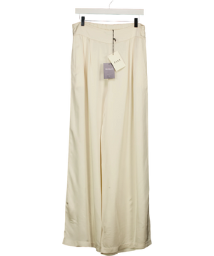 Jaki London Gigi Satin Trousres Cream Wide Leg UK XL