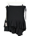K Black ASYM RUFFLE MINI SKIRT, size UK S — front