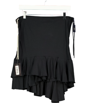 K Asymmetric Ruffle Mini Skirt Black UK S