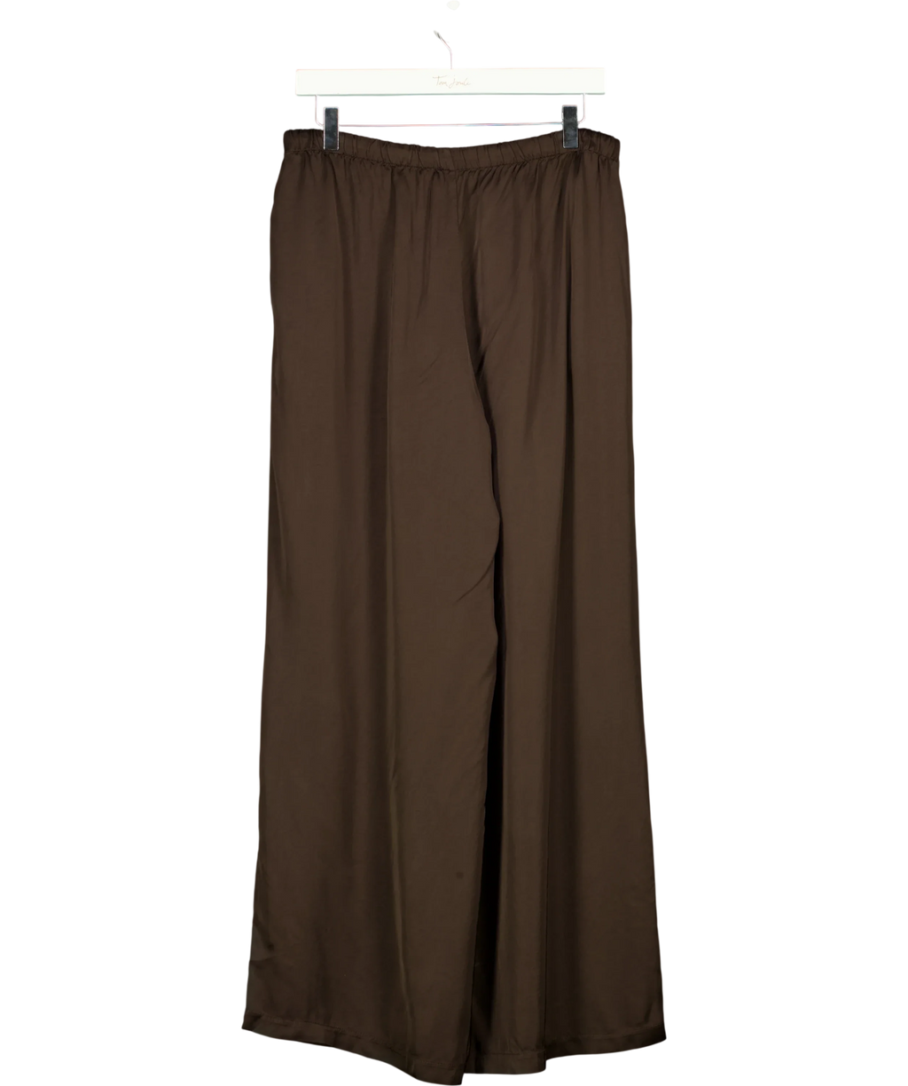 JAKI LONDON Brown Nora Drawstring Satin Pants, size UK XL — back
