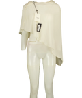 JAKI LONDON Cream asymmetric draped top, size UK XL — front