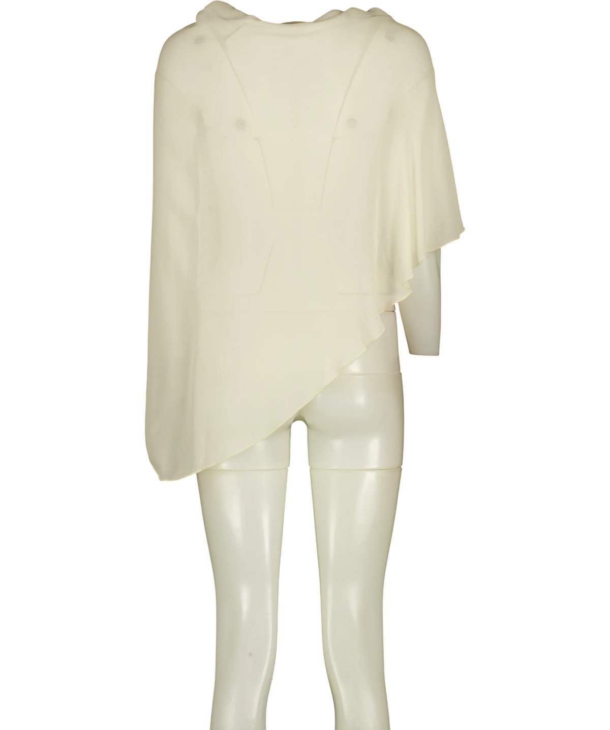 JAKI LONDON Cream asymmetric draped top, size UK XL — back