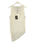 JAKI LONDON Cream Les Asymmetric Cowl Neck Satin Top, size UK XL — front