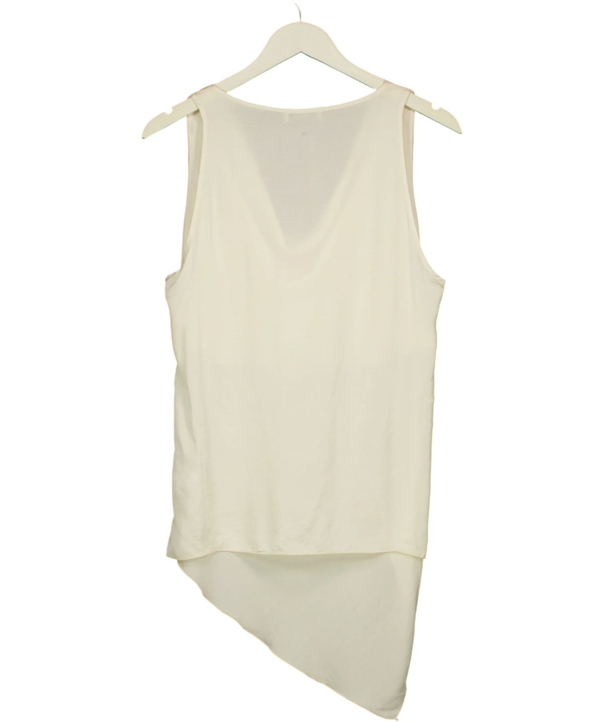 JAKI LONDON Cream Les Asymmetric Cowl Neck Satin Top, size UK XL — back