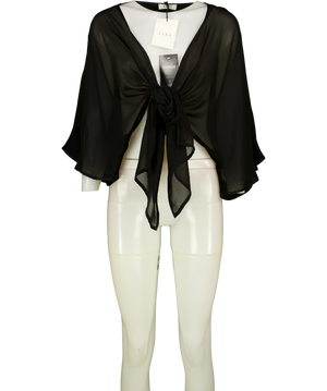Jaki London Black Sheer Front Tie Crop Top UK L/XL